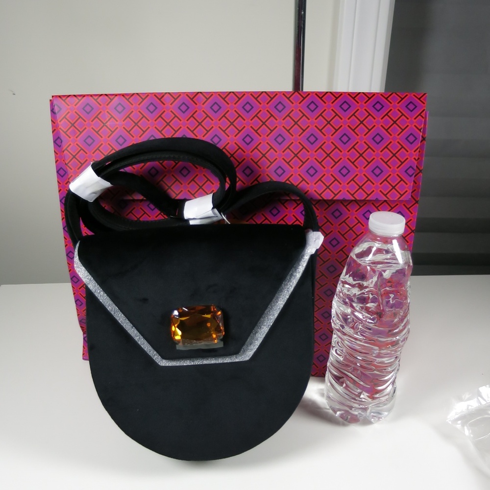 Tory Burch Velvet Jewel Shoulder Bag Black NWT
